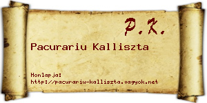 Pacurariu Kalliszta névjegykártya
